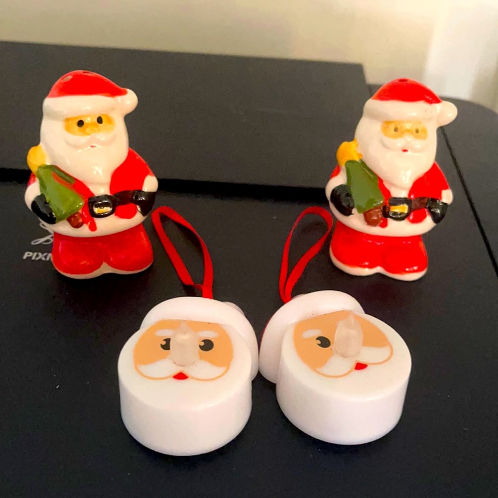 4~Santa Sets (1 salt & 1 Pepper & 2 tealights)
